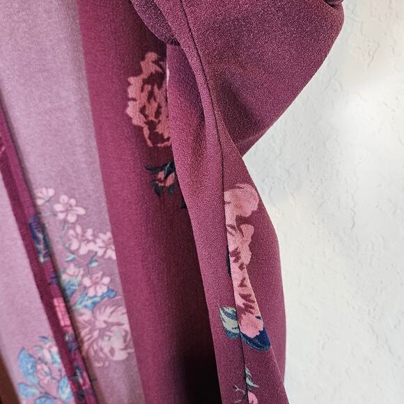 Chelsea Studio Burgundy Floral Print Open Front Blazer Jacket Plus 18 20 Work - Picture 6 of 10